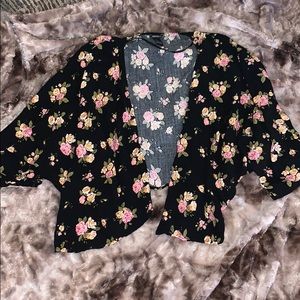 Forever 21 Black Kimono Pink Floral
